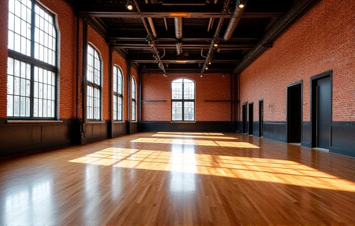 Main ballroom dance floor at Coral Cadence Dance Studio